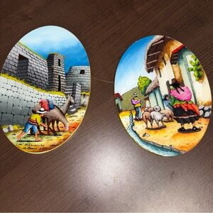 Colorful Hand-Painted vintage  Peruvian  Wall Decor Set